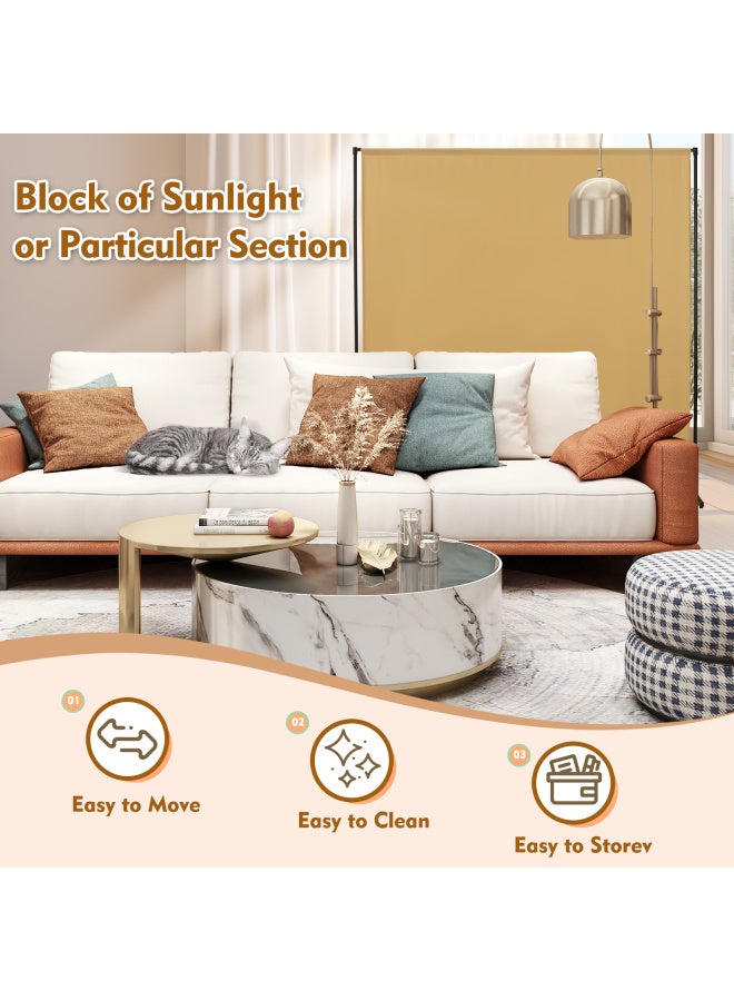 Privacy Screen Room Divider With Wider Feet - Portable Partition Panel 73" W X 75" H, Freestanding Separator, Khaki - Image 4