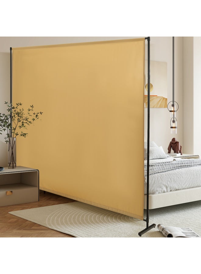 Privacy Screen Room Divider With Wider Feet - Portable Partition Panel 73" W X 75" H, Freestanding Separator, Khaki - Image 1
