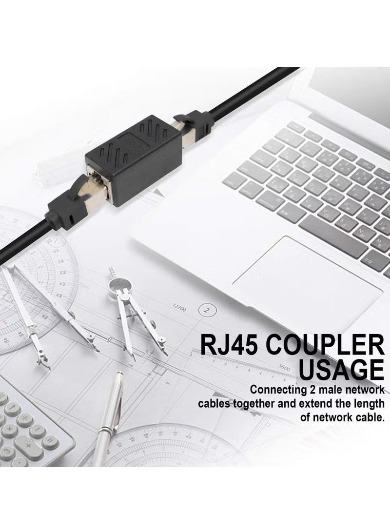 Reacon RJ45 CouplerS 10 Pack in Line Coupler Cat7/ Cat6/ Cat5e Ethernet Cable Extender Adapter Female to Female, Network Cable Coupler Female to Female (Black) - Image 3