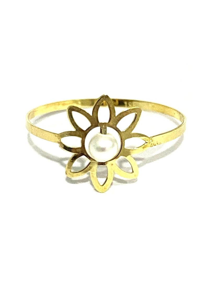 Hamsa.ae خاتم أنيق من الذهب الخالص عيار 18 قيراطًا مرصع بحجر الزركون مقاس 6.5  - Image 1