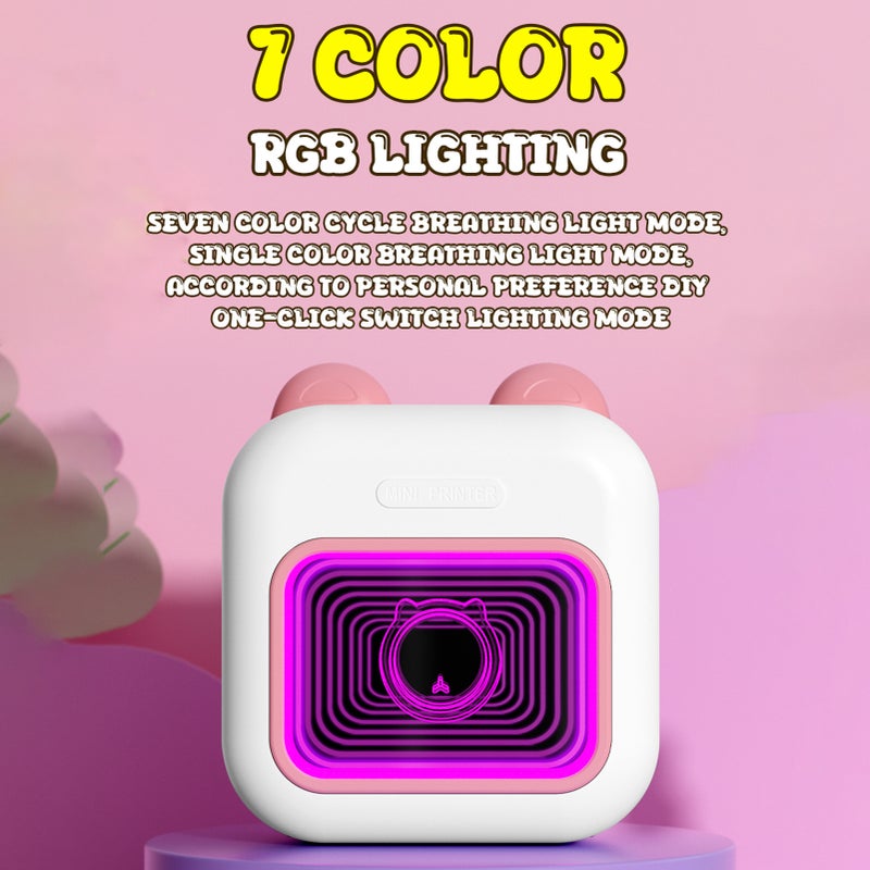 Mini Pocket Thermal Instant Photo Printer 7-Color LED Light Label Maker Machine BT Wireless Connect Compatible with Android or iOS APP Support Receipt Label Memo Sticker Notes Lists Scrapbook DIY - Image 5
