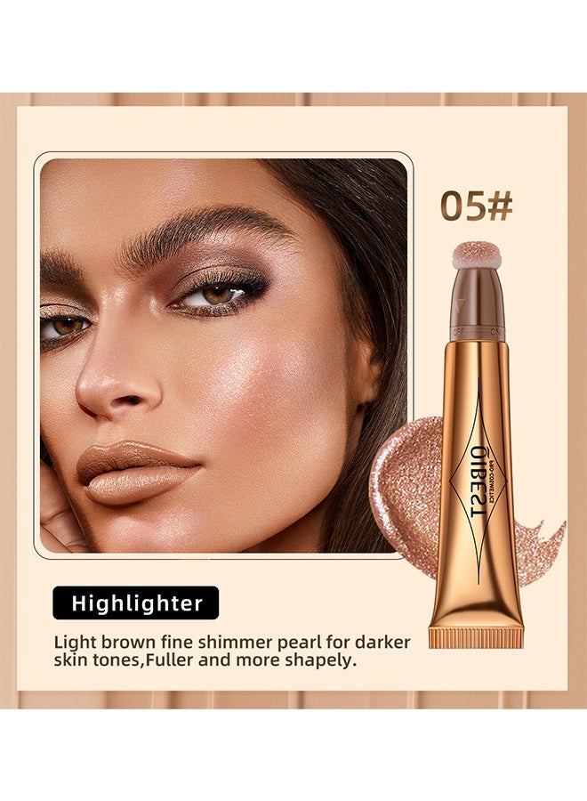 كيو آي بست قلم مكياج هايلايتر متعدد الوظائف، لؤلؤة متلألئة رفيعة، مكياج وجه مضئ طبيعي رقم 05 - Image 2