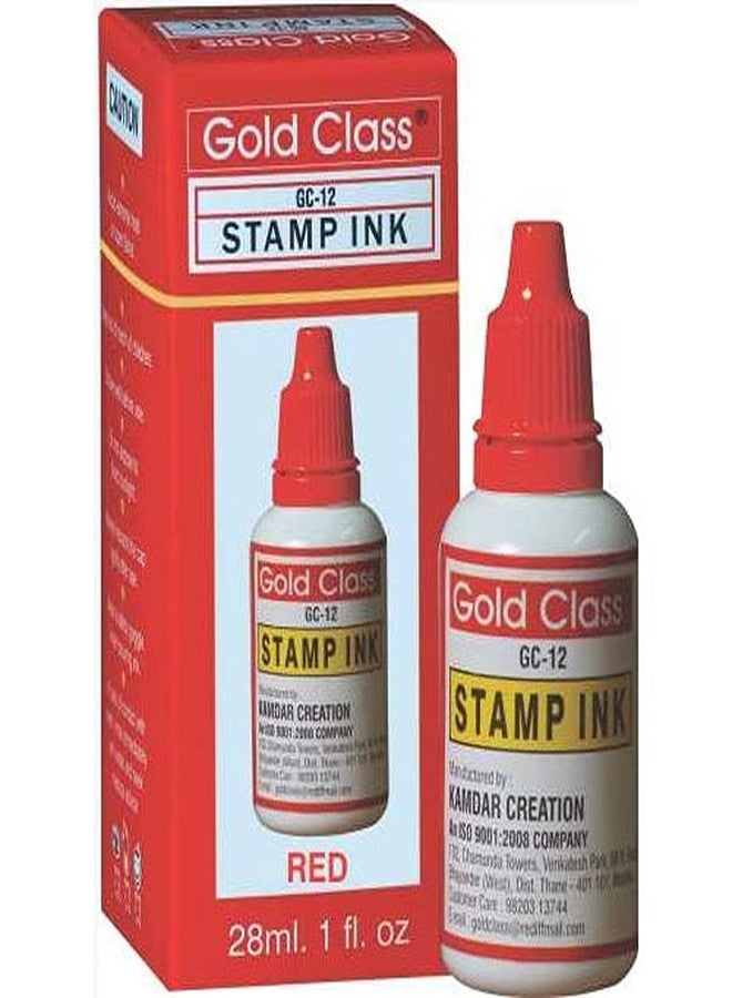 Gold Class Stamp Pad Ink, 28 ML | Self Ink & Reinking for All Stampads | Office Rubber Stamp Pad Blue 1fl. Oz Reinking Inks for All Stamp Pads - Pack of 1 (Red)