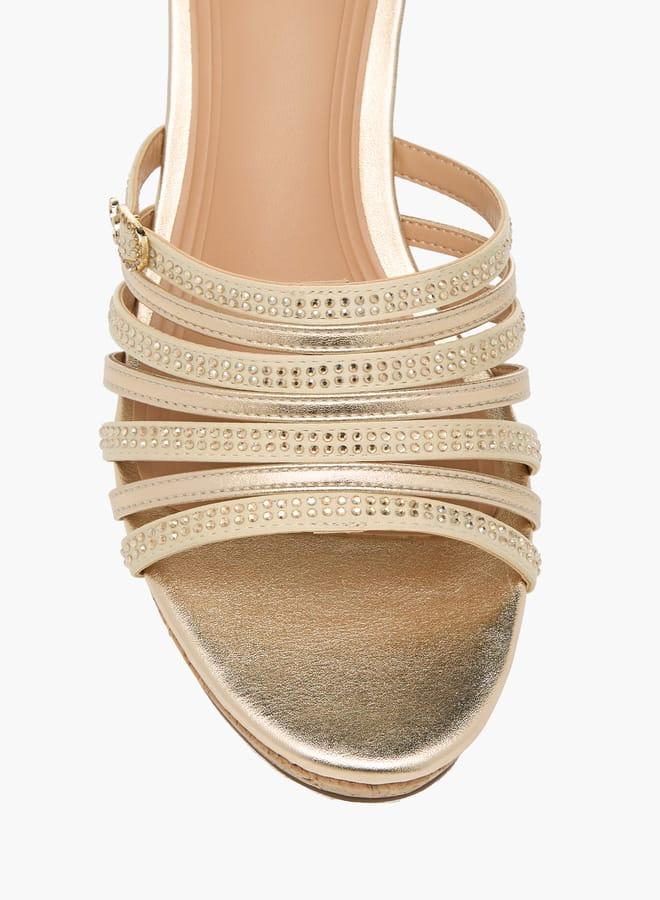 سيليست صنادل نسائية بكعب إسفيني مرصع بإغلاق سهل الارتداء - Image 4