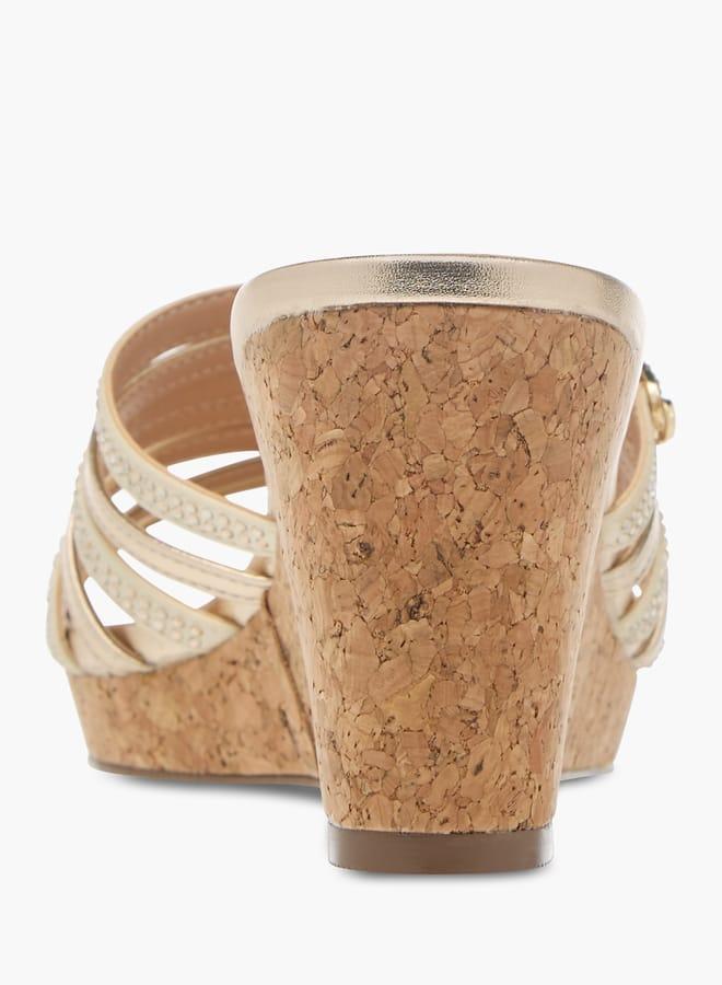 سيليست صنادل نسائية بكعب إسفيني مرصع بإغلاق سهل الارتداء - Image 5