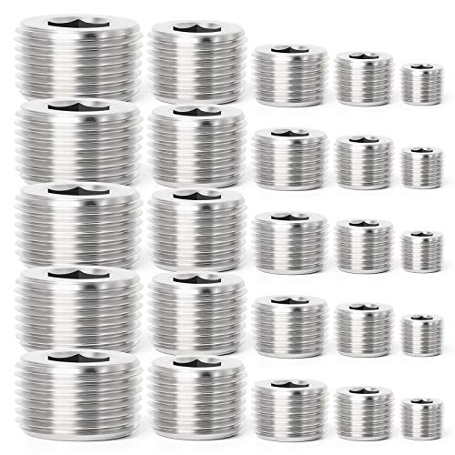 TAISHER 25PCS Stainless Steel Internal Hex Thread Socket Pipe Plug Fitting 18 14 38 12 34 NPT Male - Image 1