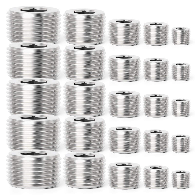 TAISHER 25PCS Stainless Steel Internal Hex Thread Socket Pipe Plug Fitting 18 14 38 12 34 NPT Male - Image 2