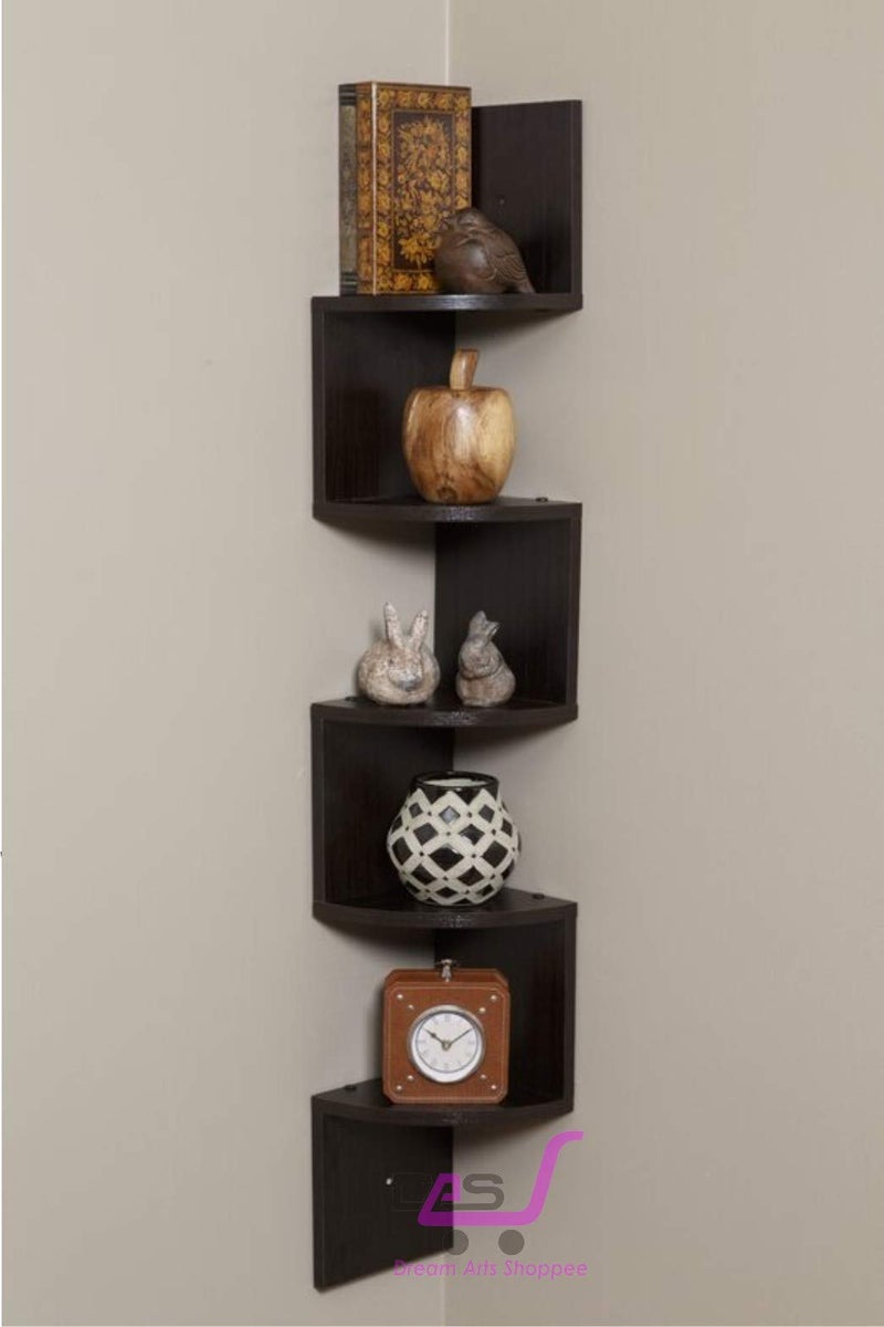 Dream Arts Zigzag Corner Wall Mount Shelf Unit Racks and Shelves Book Decoration (Brown) - Image 3