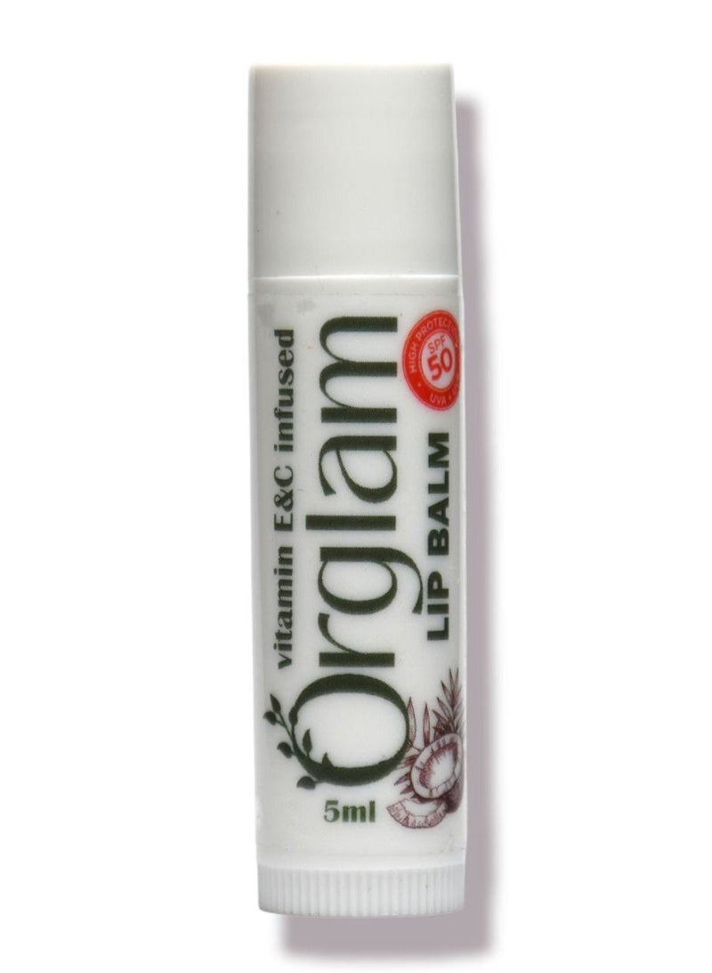 Orglam Coconut Lip Balm (SPF 50+) (Vitamin E&C infused) - Image 1