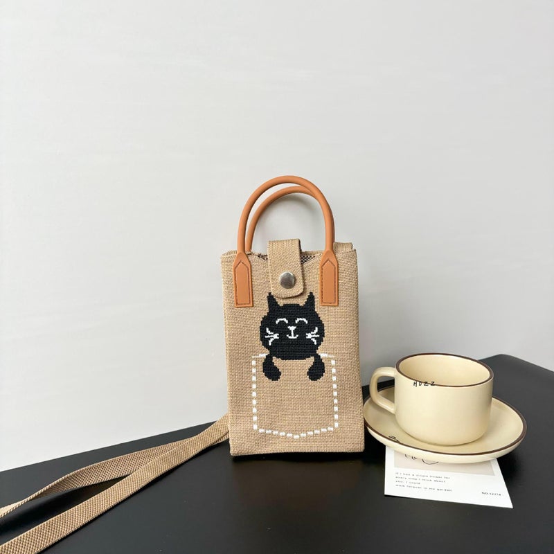 Advanced Sense Ins Mobile Phone Bag New Cartoon Knitted Bag Dopamine Niche All-Match Crossbody Shoulder Bag Handbag - Image 1