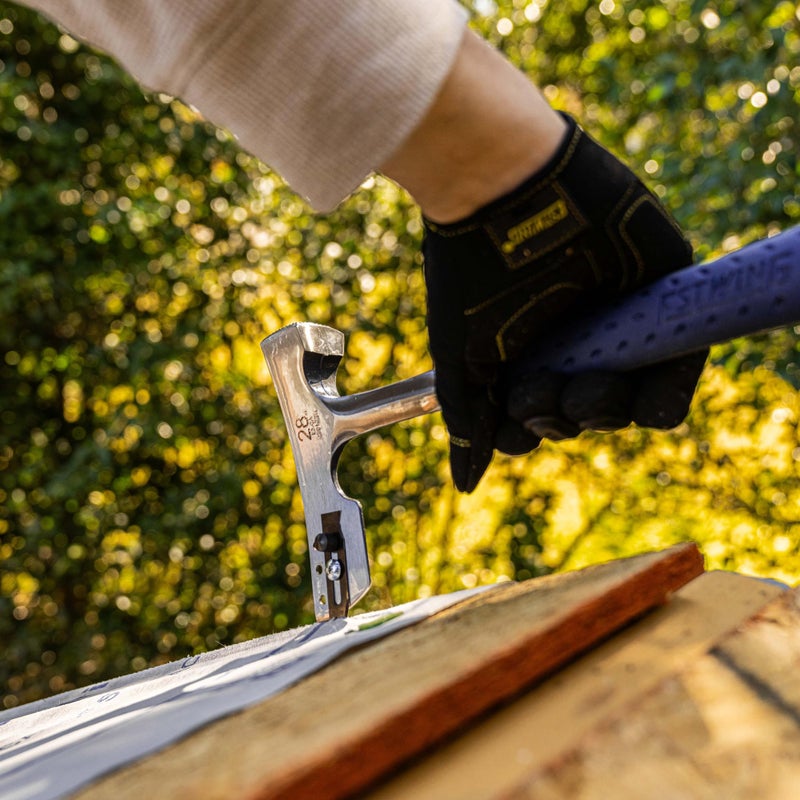 ESTWING Shingler's Hammer - 28 oz Roofer's Tool with Milled Face & Shock Reduction Grip - E3-CA, Silver - Image 5