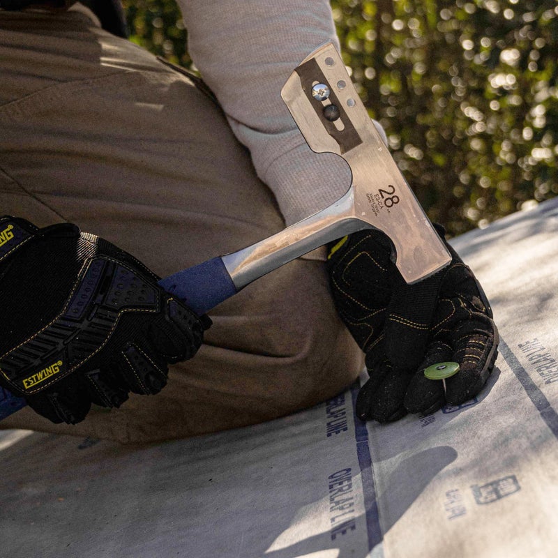 ESTWING Shingler's Hammer - 28 oz Roofer's Tool with Milled Face & Shock Reduction Grip - E3-CA, Silver - Image 4