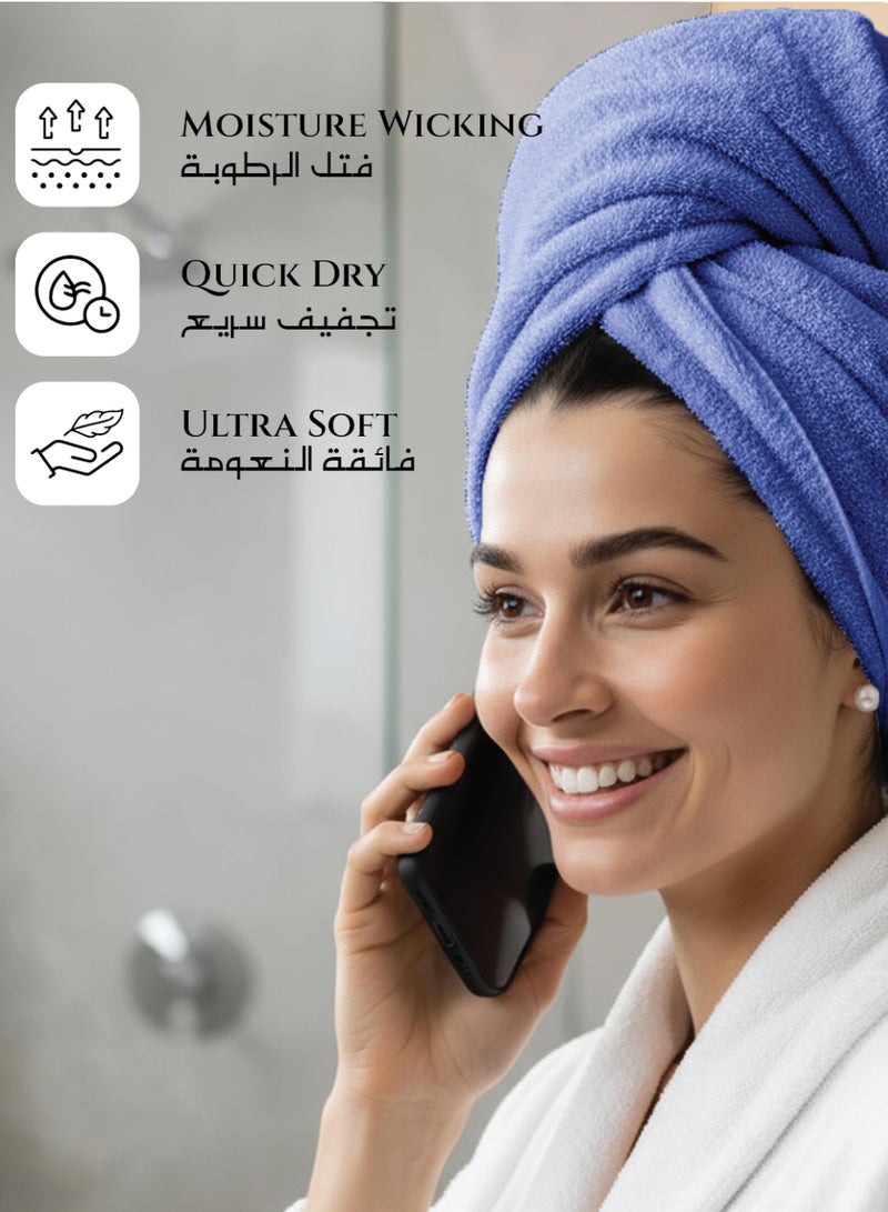 كوتون هوم Cotton Home Premium Cotton Towles 6-Piece Set Includes 2pc Face Towel 30x30cm,2pc Hand Towel 40x70cm, 2pc Bath Towel 70x140cm, 600 GSM Quick Dry Highly Absorbent Thick Bathroom SoftTowels for Bath Ath Spa Lightweight, Quick Dry ath Durable Blue - Image 5