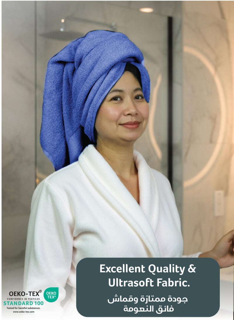 كوتون هوم Cotton Home Premium Cotton Towles 6-Piece Set Includes 2pc Face Towel 30x30cm,2pc Hand Towel 40x70cm, 2pc Bath Towel 70x140cm, 600 GSM Quick Dry Highly Absorbent Thick Bathroom SoftTowels for Bath Ath Spa Lightweight, Quick Dry ath Durable Blue - Image 3