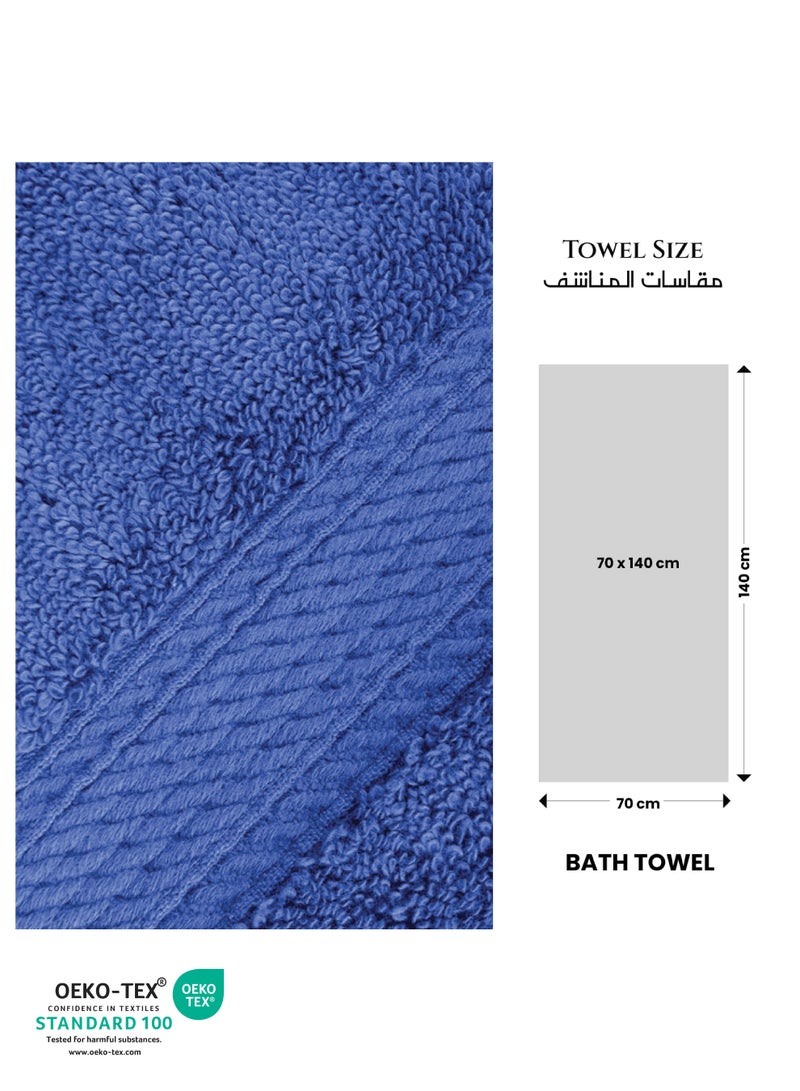 كوتون هوم Cotton Home Premium Cotton Towles 6-Piece Set Includes 2pc Face Towel 30x30cm,2pc Hand Towel 40x70cm, 2pc Bath Towel 70x140cm, 600 GSM Quick Dry Highly Absorbent Thick Bathroom SoftTowels for Bath Ath Spa Lightweight, Quick Dry ath Durable Blue - Image 4