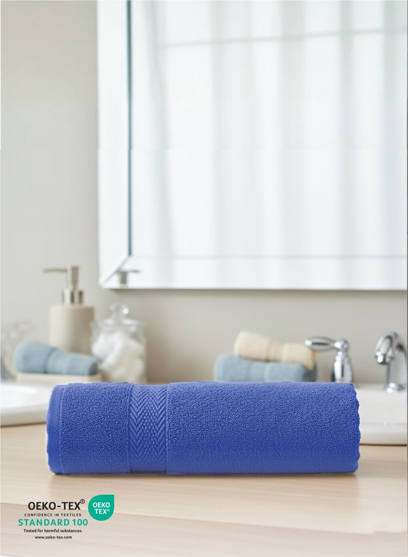 كوتون هوم Cotton Home Premium Cotton Towles 6-Piece Set Includes 2pc Face Towel 30x30cm,2pc Hand Towel 40x70cm, 2pc Bath Towel 70x140cm, 600 GSM Quick Dry Highly Absorbent Thick Bathroom SoftTowels for Bath Ath Spa Lightweight, Quick Dry ath Durable Blue - Image 2