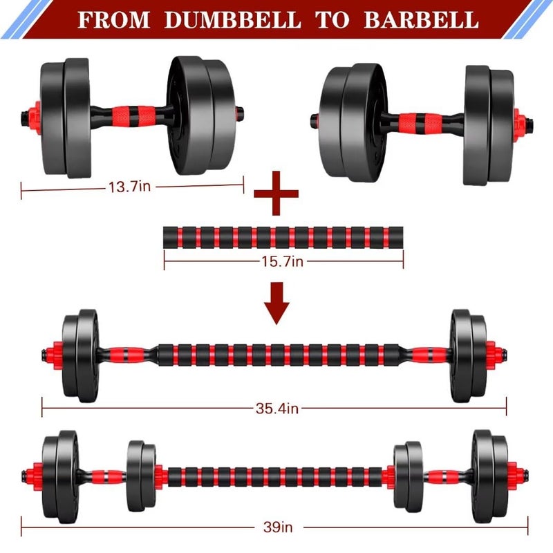 BCBIG Adjustable-Dumbbells-Sets,Free Weights-20lb(10lb*2) Dumbbells Set of 2 Convertible To Barbell A Pair of Lightweight for Home Gym,Women and Men Equipment - Image 3