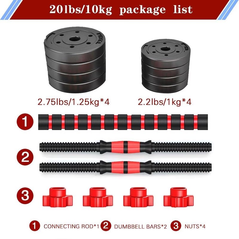BCBIG Adjustable-Dumbbells-Sets,Free Weights-20lb(10lb*2) Dumbbells Set of 2 Convertible To Barbell A Pair of Lightweight for Home Gym,Women and Men Equipment - Image 2