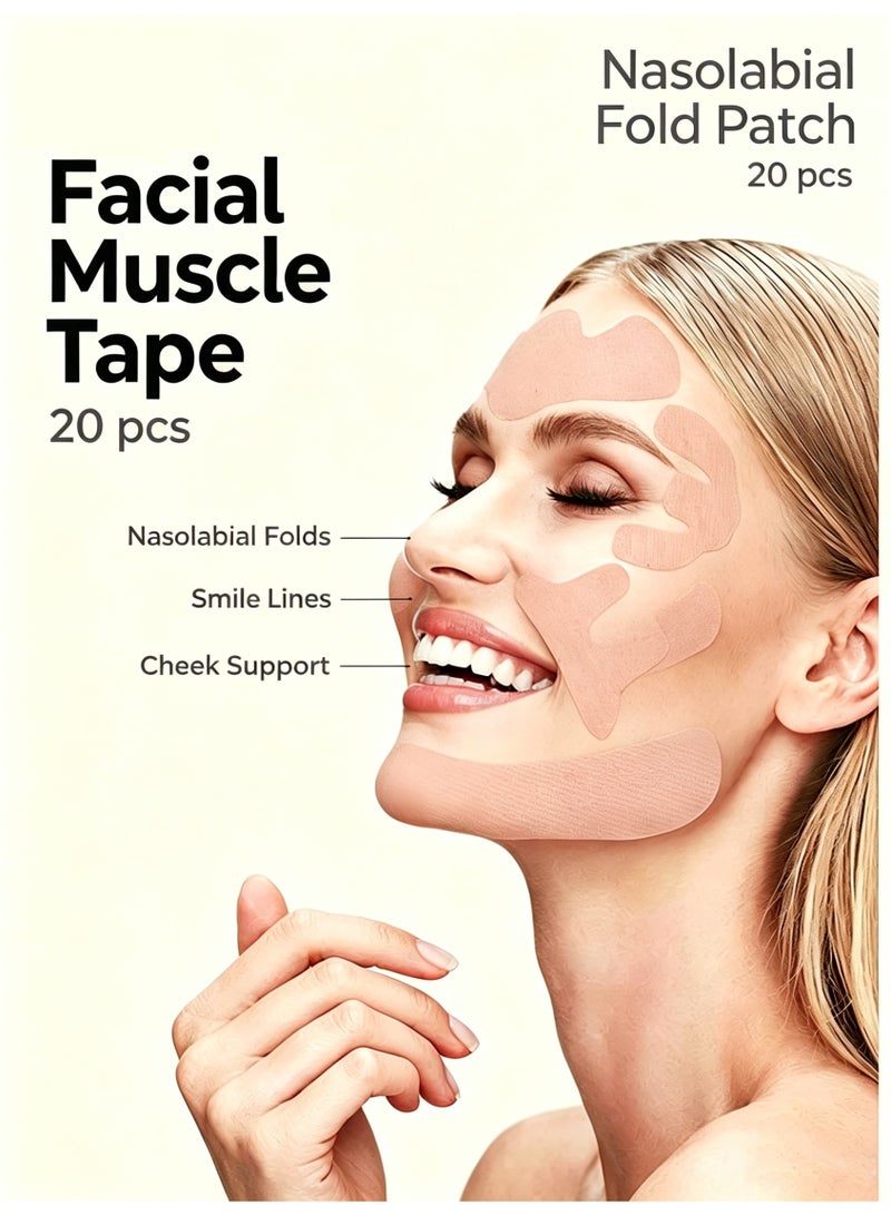 20Pcs Elastic Nasolabial Fold Lifting Patches, Anti Smile Line Firming Face Tape - Image 1