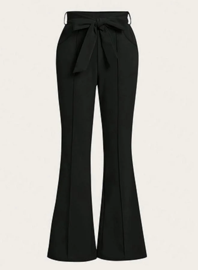 تايك تو Black Tie-Waist Flared Pants