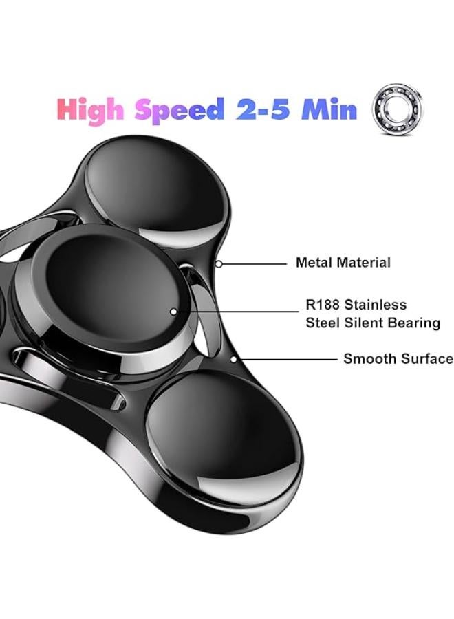 Fidget Spinners Toy, 2-5 Min Spins Time Stainless Steel R188 Bearing Metal Fidget Spinner, EDC ADHD Stress Anxiety Relieves, Fidget Spinner Toys for Kids and Adults (Black) - Image 1