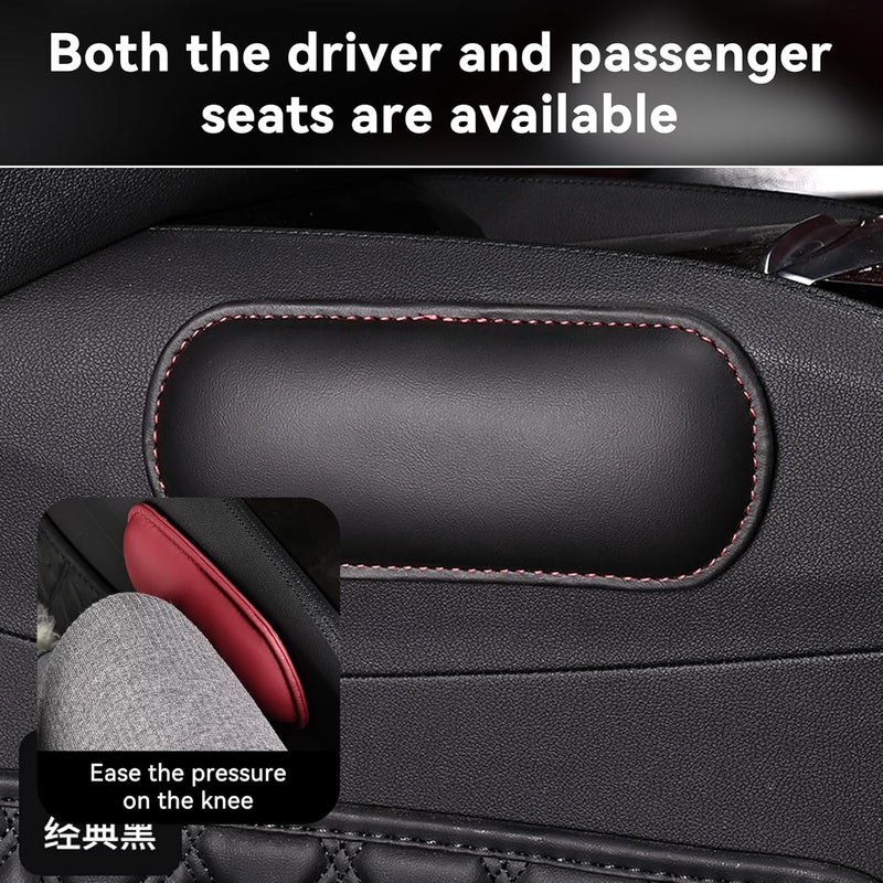 Alieemo Car Knee Cushion Pad, Leather Memory Foam Vehicle Door Armrest Pillow for Leg Elbow, Comfort Auto Interior Center Console Thigh Support Mat Accessories, Universal for Most Cars (Black/Red) - Image 3