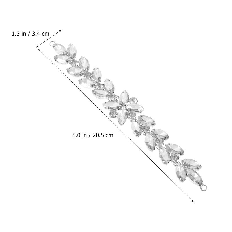 White Rhinestone Navette Glass Teardrop Flower Applique Patch For DIY Wedding Dress Belt Shoes - Image 3