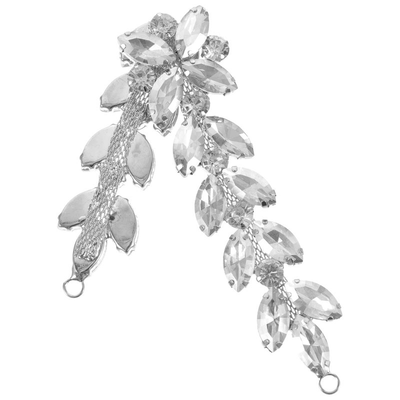 White Rhinestone Navette Glass Teardrop Flower Applique Patch For DIY Wedding Dress Belt Shoes - Image 2