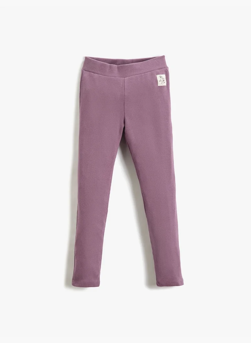 كوتون Basic Ribbed Leggings Elastic Waistband Label Detail