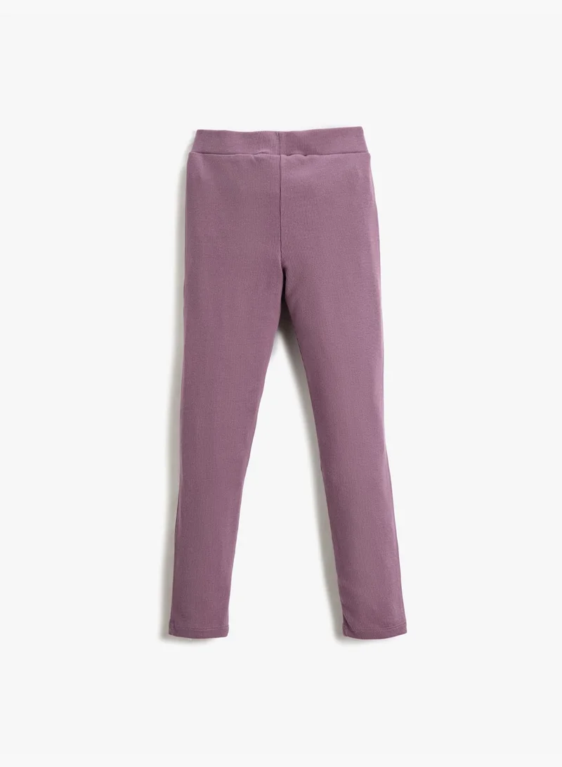 كوتون Basic Ribbed Leggings Elastic Waistband Label Detail