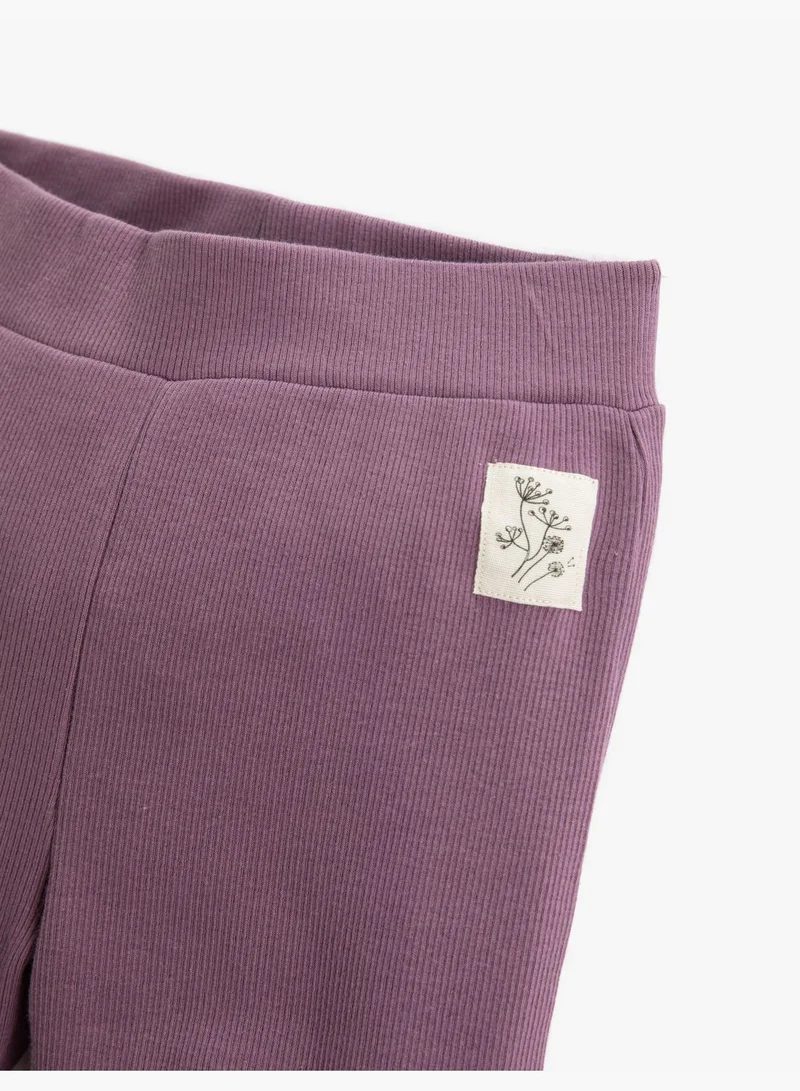 كوتون Basic Ribbed Leggings Elastic Waistband Label Detail