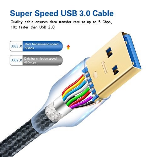 Besgoods USB 3.0 Micro Cable, 3-Pack 6ft Super Speed USB 3.0 Cable A Male to Micro B Charger Cable Compatible for Samsung Galaxy S5, Note 3, External Hard Drive and More - Black - Image 5