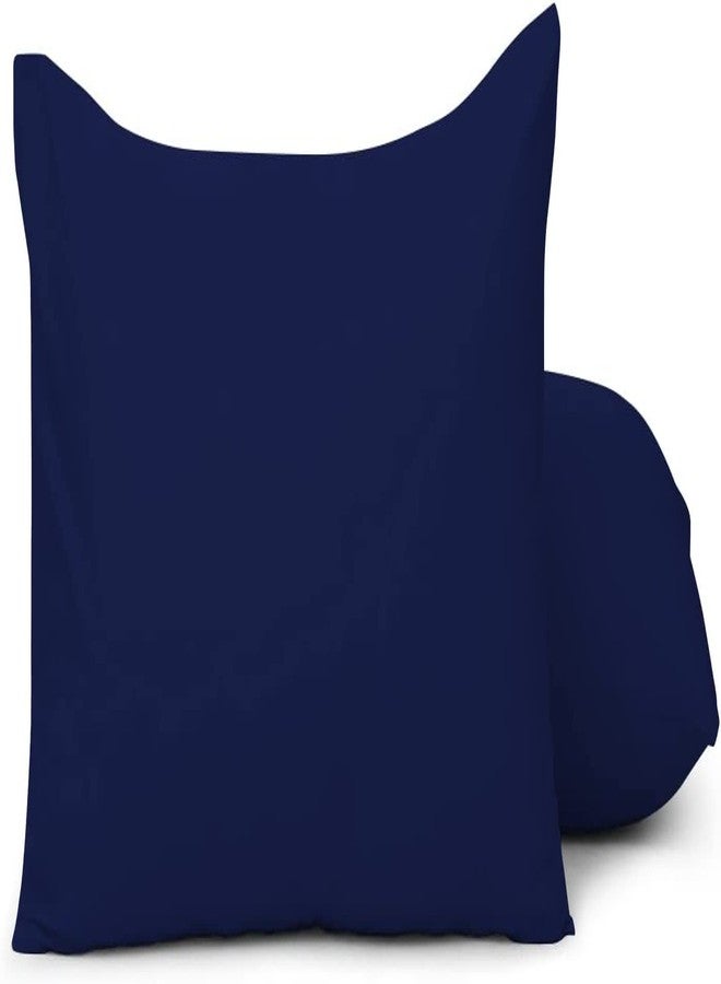 EASY NAP Youth Pillowcase 16" x 22" Size Pack of 2 Pieces Kids Travel Pillow Cover Envelope Closure 500 Thread Count 100% Egyptian Cotton & Hypoallergenic Fits Pillows Sized 12x16, 13x18 or 14x19 Navy Blue - Image 1