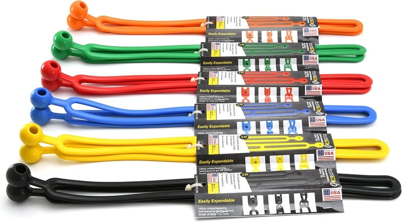 BLUBIRD Rapid Tie 16 Non Marring Adjustable Extendable Strap Patented Ball  Rung Ties for Bundling  TieDowns UVResistant No Recoil Made in USA Pack of 2 Yellow - Image 2