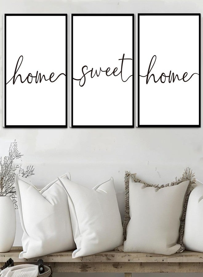 WALTSOM FRAMED Home Sweet Home Wall Art, Modern Home Sweet Home Sign for Large Living Room Wall Decor (Ready to Hang, Set of 3, 12x16 Inch, Framed) - Image 1