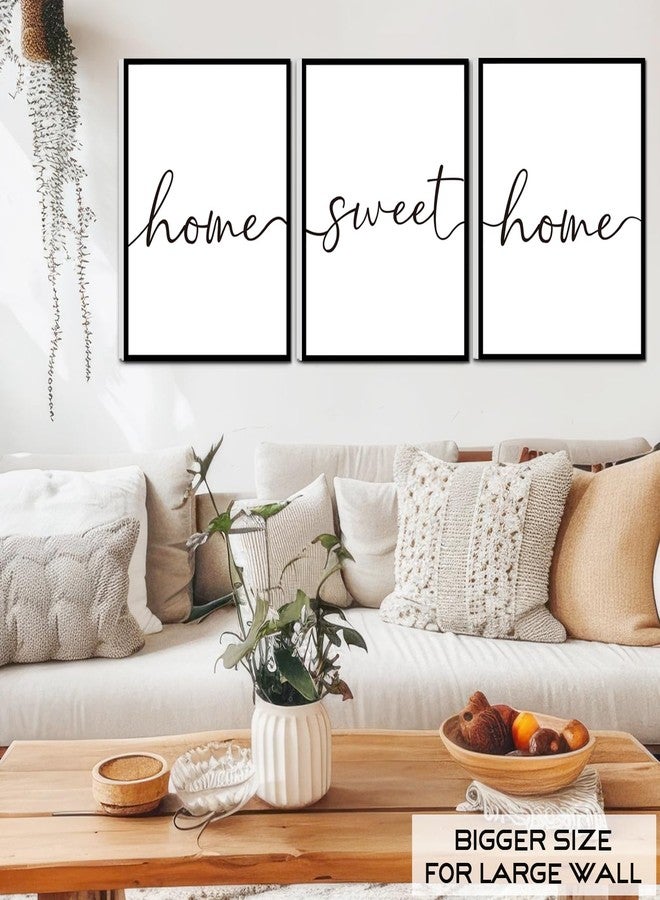 WALTSOM FRAMED Home Sweet Home Wall Art, Modern Home Sweet Home Sign for Large Living Room Wall Decor (Ready to Hang, Set of 3, 12x16 Inch, Framed) - Image 3