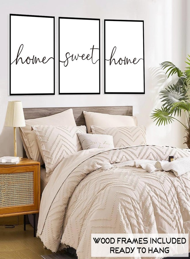 WALTSOM FRAMED Home Sweet Home Wall Art, Modern Home Sweet Home Sign for Large Living Room Wall Decor (Ready to Hang, Set of 3, 12x16 Inch, Framed) - Image 4