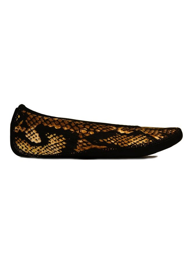 Nufoot Ballet Flats Women's Slippers, Travel Slippers, Yoga Socks, Indoor Shoes, Gold Snake, Large - Image 4