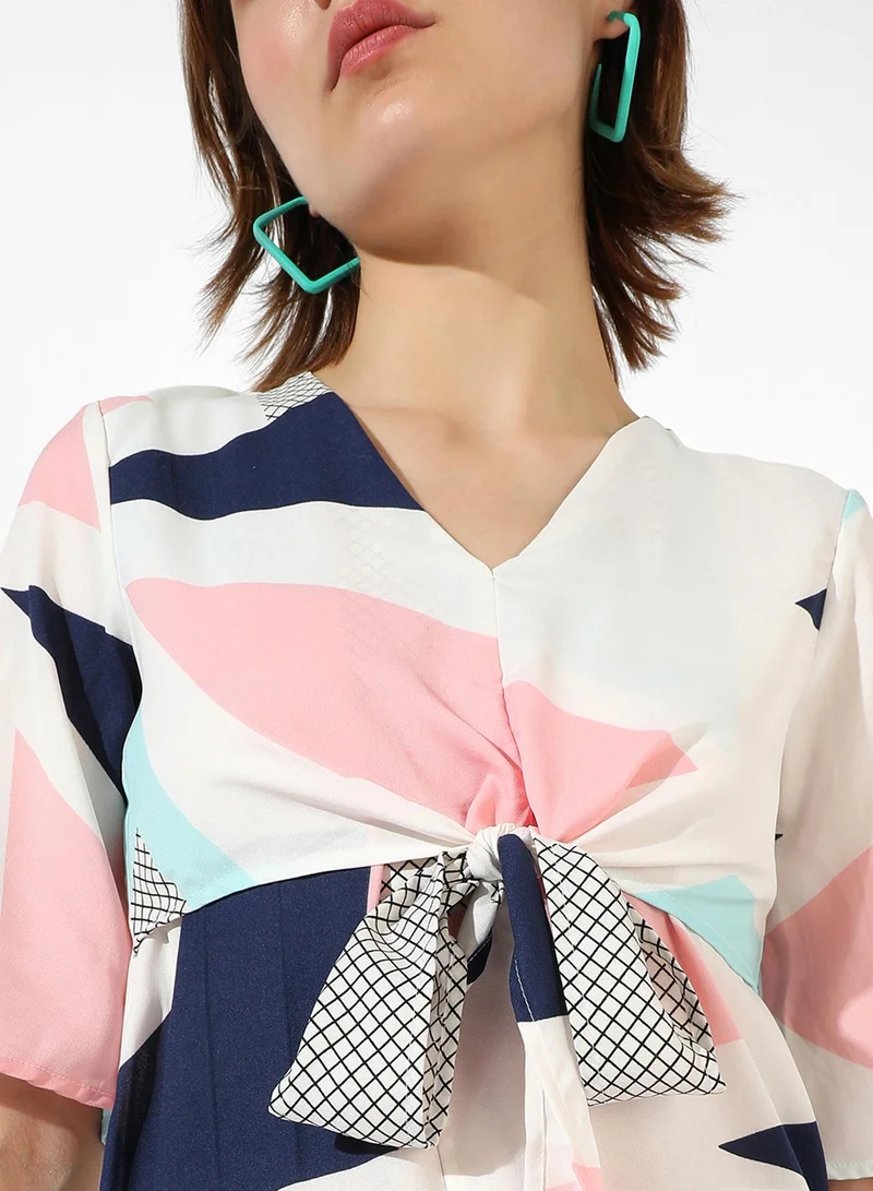 PINACOLADA Geometric Tie-Waist Dress