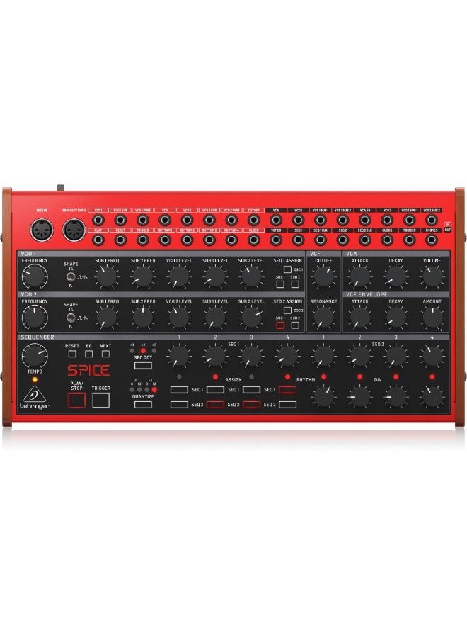 behringer SPICE Analog Semi-Modular Polyrhythmic Synthesizer with 2 Oscillators, 4 Sub-Oscillators, Multi-Mode Filter and Dual 4-Step Sequencer - Image 1