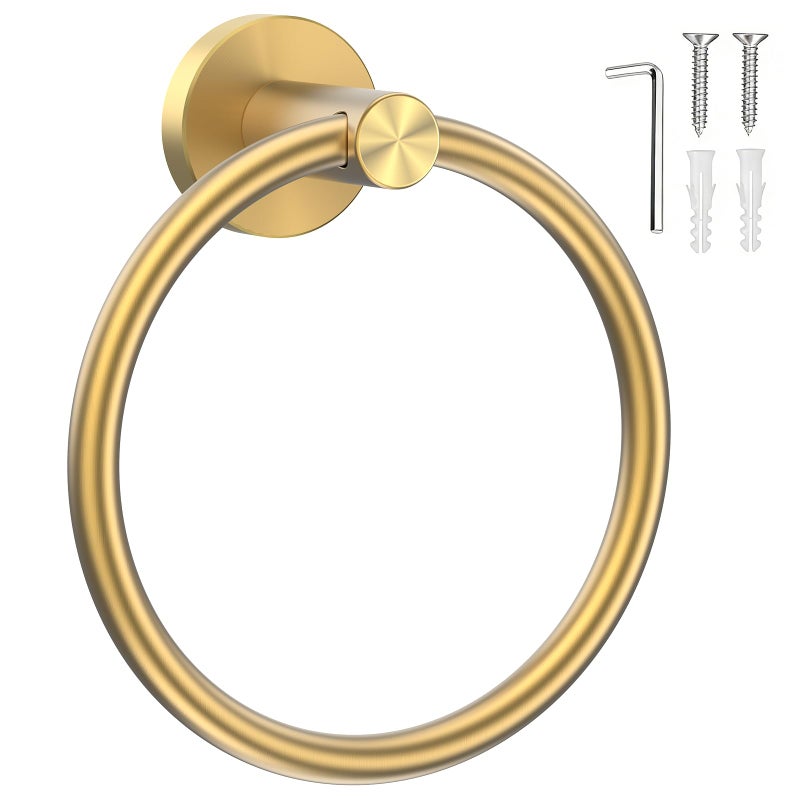 SetSail Towel Holder Screw-in Gold Towel Ring for Bathroom Wall Stainless Steel Hand Towel Holder for Bathroom, Kitchen Drill Hole - Image 1