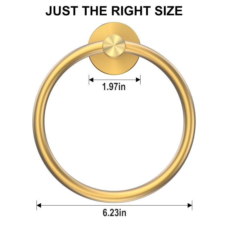 SetSail Towel Holder Screw-in Gold Towel Ring for Bathroom Wall Stainless Steel Hand Towel Holder for Bathroom, Kitchen Drill Hole - Image 5