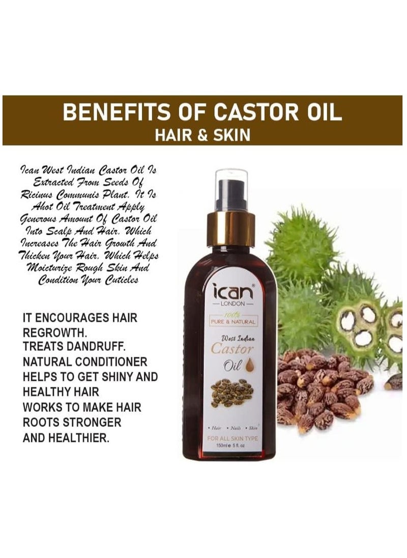 iCan London ICAN LONDON 100% PURE AND NATURAL WEST INDIAN CASTOR OIL 150ML  - Image 3