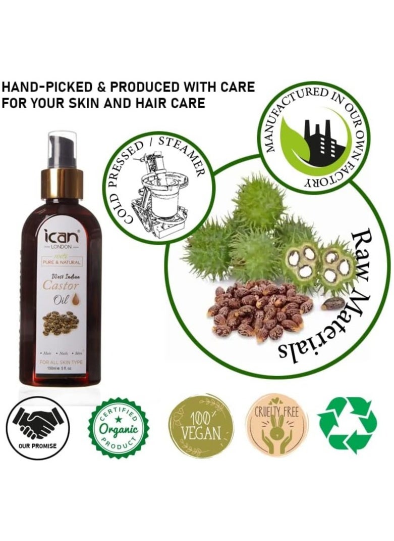 iCan London ICAN LONDON 100% PURE AND NATURAL WEST INDIAN CASTOR OIL 150ML  - Image 4