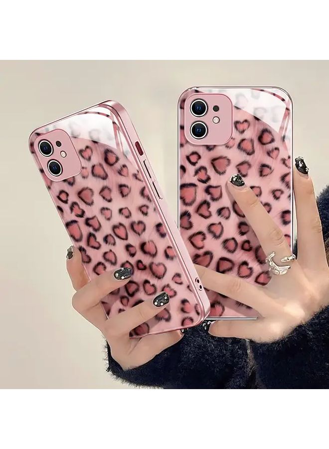 حافظة زجاج مقسى أنيقة بتصميم زخات ملونة بنمط فهد وردي قطة - مناسبة لهاتف آيفون 17 إير غطاء جمالي للفتيات والنساء - Image 3