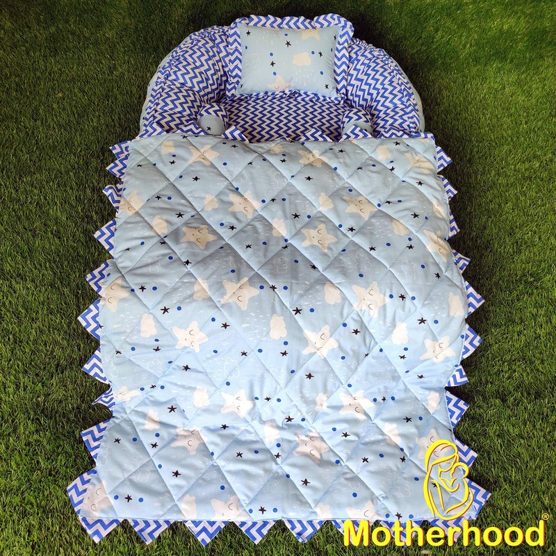 MOTHERHOOD MOTHERHOOD Baby Nest Bed with 3 pc Baby Pillow and 1 Large Baby Blanket Luxury UltraSoft Comfortable Baby Mattress Bed Sleeper Bedding Set coSleeper for Newborn to Toddlers Sky - Image 3
