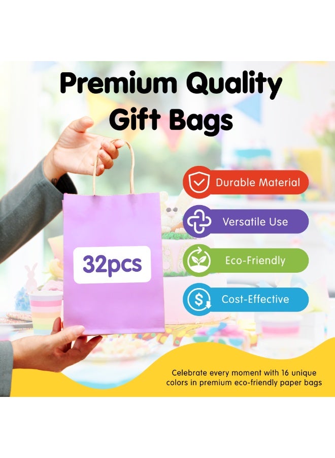 Nexso 32PCS Kraft Paper Gift Bag with Handles | Small Gift Bags (21x15x8cm) – Multicolour Paper Bag for Birthdays, Weddings, Baby Showers, Return Gifts Favour Bags, Crafting & Special Events Bullet Points: - Image 2