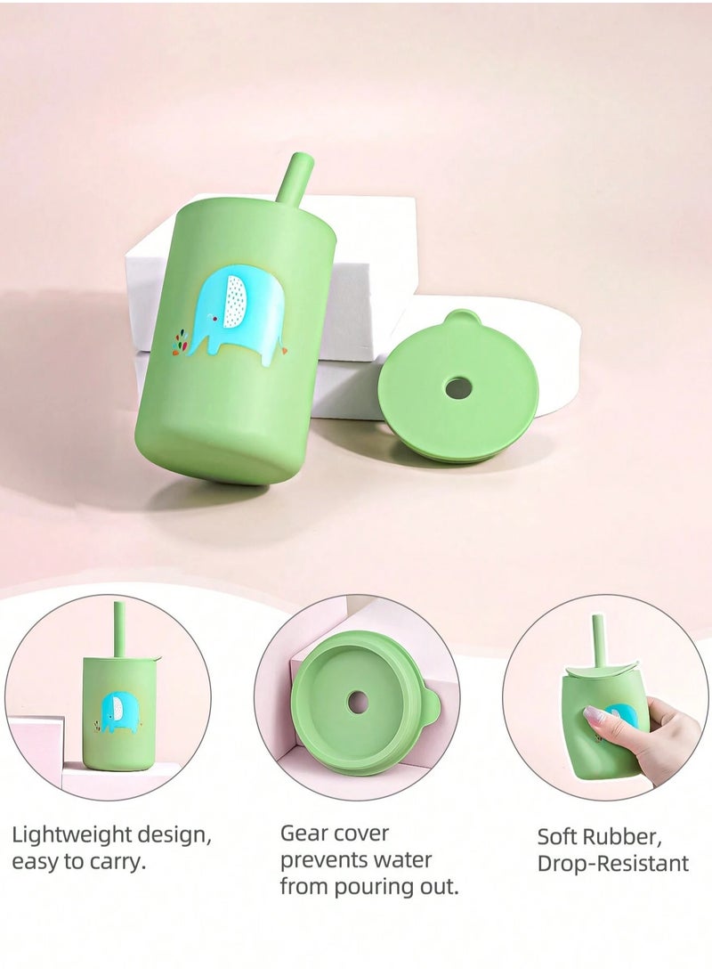 Bebiland 150mL Silicone Baby Trainer Cup with lovely Lion Pattern, Anti-Fall Non-Slip Sippy Cup for Toddler Independent Drinking, Green  - Image 4