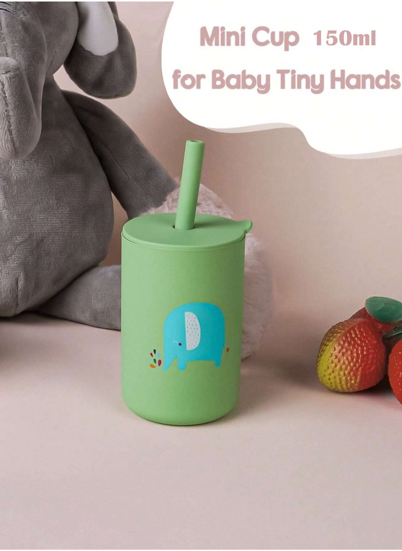 Bebiland 150mL Silicone Baby Trainer Cup with lovely Lion Pattern, Anti-Fall Non-Slip Sippy Cup for Toddler Independent Drinking, Green  - Image 5