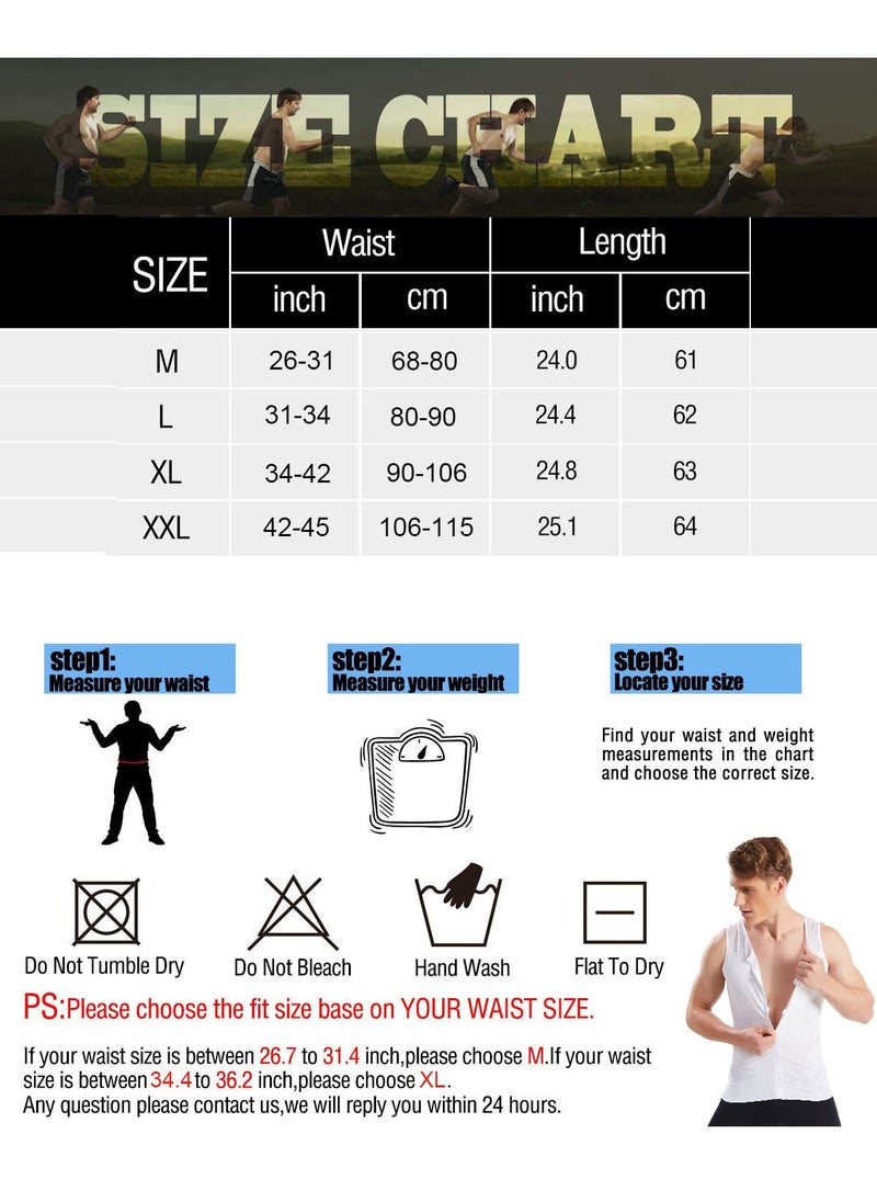 S SYMEFER - Men Compression Vest Slimming Body Shaper Vest Tummy Control Shapewear with Zipper, Black-M - Image 1